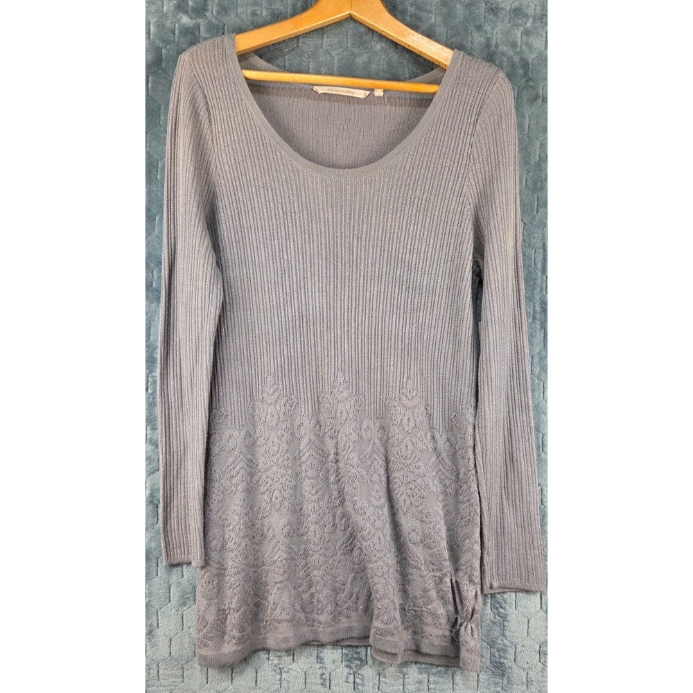 Soft Surroundings Women's Aida Long Sleeve Chenille Tunic Sweater Gray‎ Medium